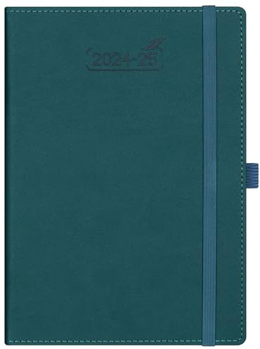 BEZEND 18-Monate Buchkalender 2024 2025 Terminplaner A5 PU-Leder Hardcover Kalender [Dunkelgrün] Wochenkalender Juli 24-Dez 25 1 Woche 2 Seiten | Planer mit Stifthalter
