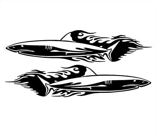 Rakelfix 2 x Hai-Fische Aufkleber ca.50x20 cm Aufkleber für Boot Segler Jetksi Bootsname Boots Aufkleber Seewasserfest Boote Seglen Auto Bootsaufkleber Kennzeichen Boote Angler Wassersport Sti