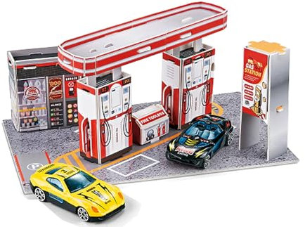 【𝙋𝙧𝙞𝙢𝙚 𝘿𝙚𝙖𝙡】 Premium Auto Spielzeug Tankstelle inkl. 2 x Spielzeugauto, 23 Teile