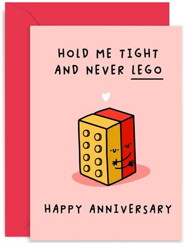 Old English Co. Funny Anniversary Day Card for Him - 'Never Lego' Cute Wedding Anniversary Card for Wife or Husband - Sweet Love Card for Wife, Husband, Partner - Anniversary Card for Her