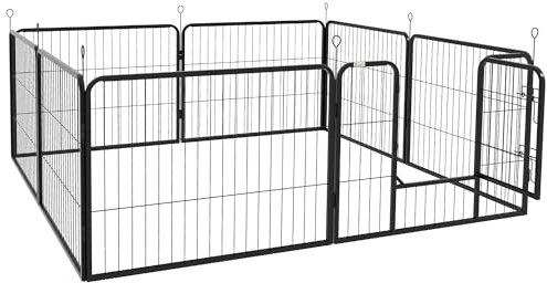 PawHut Welpenauslauf Freigehege Laufstall für Haustier Laufgitter Laufstall Hundegehege individuell gestaltbare Form mit Tür Metall 80 x 60 cm Schwarz