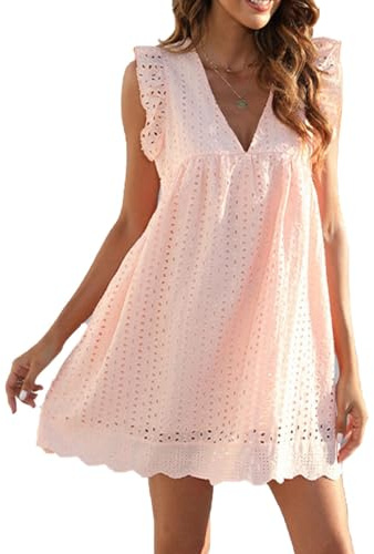 HENANSYF Katimy Robe avec short pour femme - Style décontracté et élégant - En dentelle - Avec short intégré - Rose - Taille XXL