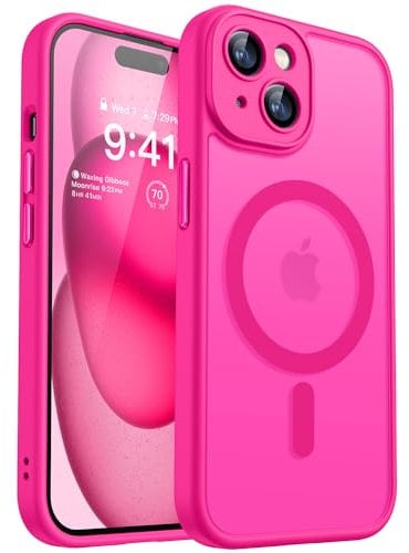 CANSHN 2024 Neu für iPhone 15 Plus Hülle mit Kameraschutz für Magsafe (TOP Militärschutz & Magnetkraft) Extrem Haltbarkeit Hülle iPhone 15 Plus Case Stoßfest, Leuchtend Rosa