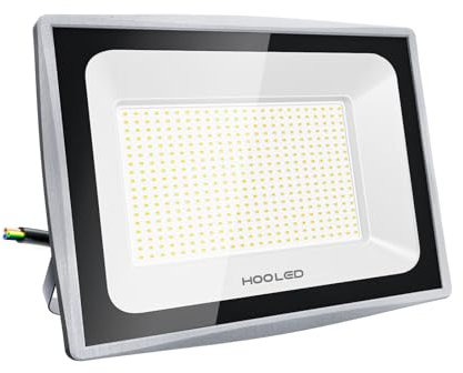 HOOLED LED Strahler Außen 200W 20000lm 6500K CRI80+ Flutlicht Spotlight für Garten und Terrasse – Starke, IP65 Wetterfeste Beleuchtung (200W-1PC)