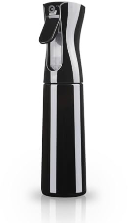 Sprühflaschen Haar, 300ml Atomizer Pressure Ultra Fine Continuous Spray, Wassersprühflasche Schwarz 25 x 5 x 5cm, Friseur Spray Flaschen für Haarstyling, Pflanzen, Reinigung