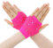 Gants Résille Rose Rouge Courts en Nylon avec Strass Accessoires de Fête pour Filles des Accessoires Fluo Années 80 90 Gants Sans Doigts en Maille pour Cosplay Halloween Costume de Fête