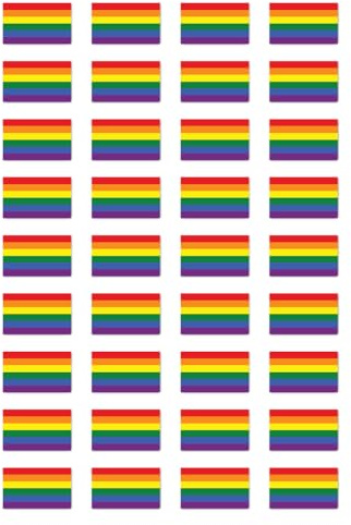 Aufkleber: 25x15 mm, 36 Stück - Flagge - LGBTQ Pride (6 Streifen) - LGBTQ - für Auto, Laptop und mehr