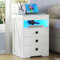 Gurexl Led Nachttisch Weiß mit Ladefunktion,Smart Nachtschrank mit RGB 3 Licht Dimmbar, Intelligent Sideboard mit 4 Schubladen USB Type-C Mit Schloss Schlafzimmer Wohnzimmer