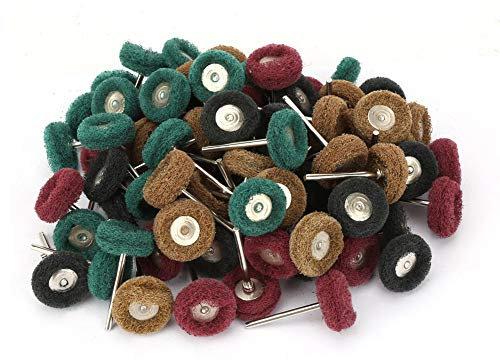Grcfumo 80Pcs 25mm Abrasive Wheel Brush Scouring Pad, Buffing Drill Attachment Set, Small Scouring Pad for Metal Polishing
