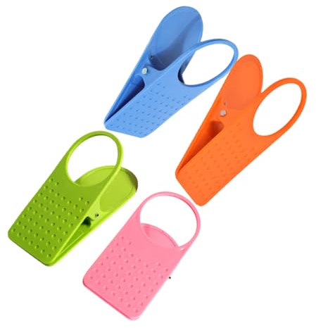 STOBOK 4pcs Portable Desk Side Drink Holder Clip for Water Bottle or Teacup Sun Lounger Drinks Holder Clip Tabletop Gadget Random Colors