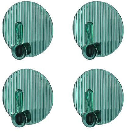 4 ganci adesivi senza fori, resistenti, autoadesivi, per asciugamani, cappotti, per bagno, doccia, , chiavi, porta (verde)