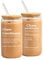 NOOMII Gifts for Colleagues - Retirement Gifts for Women 16oz Iced Coffee Glass Cups with Bamboo Lids and Straws(Colleague)