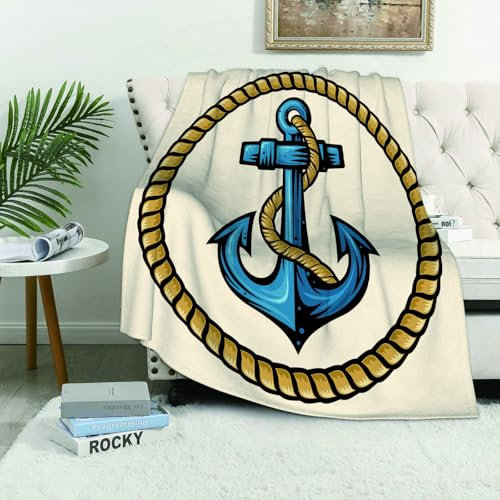 MAAPCHP Kuscheldecke Flauschig Decke Fleecedecke Anker Motiv Seemann mit Wandseil und A Wohndecke Warm Winter Weich,Decke Couch Blanket,Wohn- & Kuscheldecken 76 x 100 cm,Sofa überwurfdecke