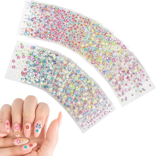 Heanvmyss 3D Primavera Fiore Adesivi Unghie Nail Art,30 Fogli Adesivi Floreali Tridimensionali,Nail Art Design Decorazione Unghie Accessori,Nail Stickers per Donne Ragazze Bambini