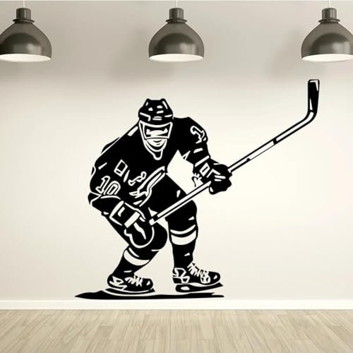 MIAOKEJIA Hockeyspieler Wandtattoo Sport Eishockey Floorhockey Wandtattoo passend für Sofa Schlafzimmer Wohnzimmer Kinderzimmer Selbstklebende Wand