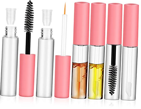 HAKIDZEL Leere Mascara Tuben Mit Bürste 6 Stück Kleine Nachfüllbare Eyeliner Und Lipgloss Spenderröhrchen Auslaufsichere Kosmetikbehälter Für Reisen Und Alltag