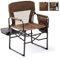 Outopee Folding Camping Directors Chair, Portable Foldable Outdoor Chair with Built-in Cup Holder, Side Table, Storage Pocket for Beach Tailgating Fishing Trip Picnic Concert, Brown