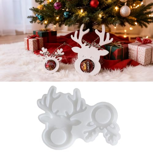 KLINNA DIY Silikonform Weihnachten, 2-teilig Elch Gießform Set für Kleine & Große Rentier Figuren | Wiederverwendbare Silikon Formen für Epoxidharz, Gips, Kerzen & Weihnachtsdekoration