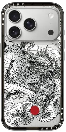 CASETiFY Compact iPhone 17 Pro Hülle [MagSafe-kompatibel/Schlank/Schutz vor Stürzen aus 1,2 m] - Power Dragon - Transparentes Schwarz