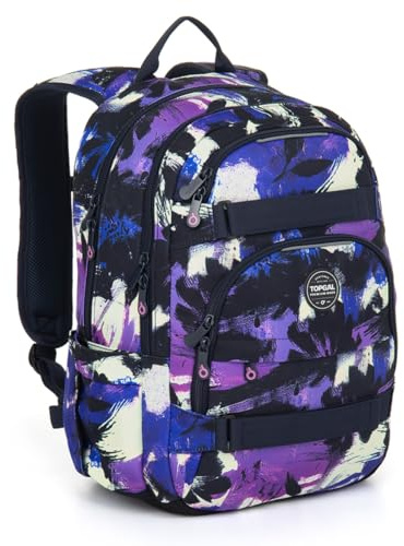 TOPGAL Schulrucksack Mädchen ab 9. Klasse Ergonomisch 25L Stauraum Standfest Laptopfach Mittelstufe Lila Schwarz