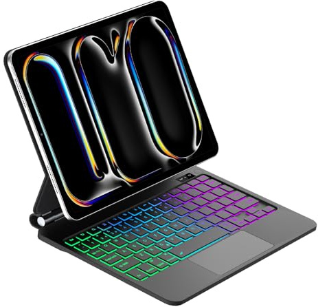 Tiiomioon Magic Keyboard for iPad Pro 11-inch M5 2025/ M4 2024, Trackpad | Keyboard for iPad Pro 11'' M4, 7-Color Backlight Keypad for iPad Pro 11'' M5, Multi-Touch Trackpad, Black