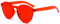 J&L Glasses Fashion Rimless One Piece Clear Lens Color Candy Sunglasses（Red