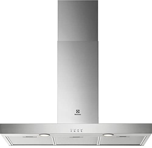 Electrolux LFT419X Campana extractora de pared, 90 cm, 3 velocidades, Potencia máxima 600 m3/h, Control botones, Luces LED, Filtro de carbón lavable antigrasa, Chimenea incluida, Inox, Clase C