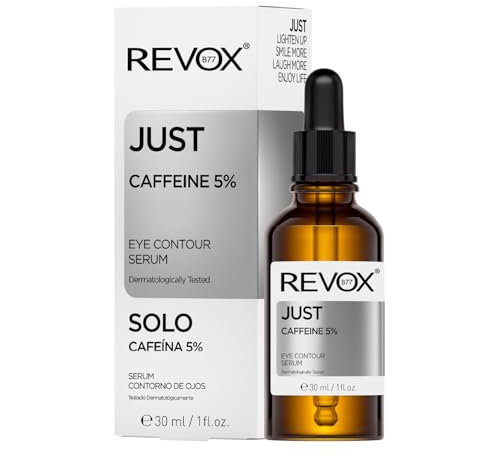 REVOX B77 - Just Caffeine 5%, 30 ml, Sérum Contour des Yeux, Élimine Cernes et Poches, Effet Tenseur, Réduit Signes de Fatigue, Revitalise Regard, Peau Plus Lumineuse, Lisse et Uniforme