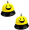 2 Stück Rezeptionsklingel, Tischglocke, Smiley Muster Metall Eisenüberzug Service Glocke, für Restaurant, Küche, Hotels, Bars(Gelb)