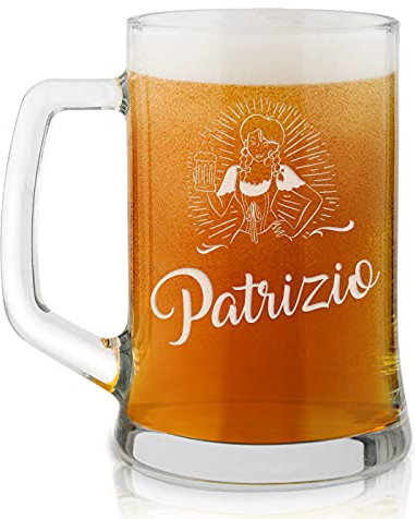 Maverton Boccale per la Birra in vetro con personalizzazione - capienza 500 ml - H12 cm x Ø8,5 cm - ottima idea regalo per le feste perfetto per ogni uomo amante della buona Birra - boccale