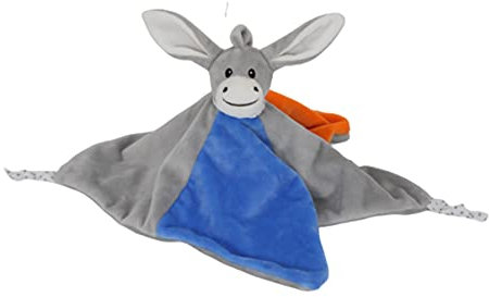dvier Schnuffeltuch Schmusetuch Kuscheltuch Esel für Baby Junge Mädchen (blau grau orange)