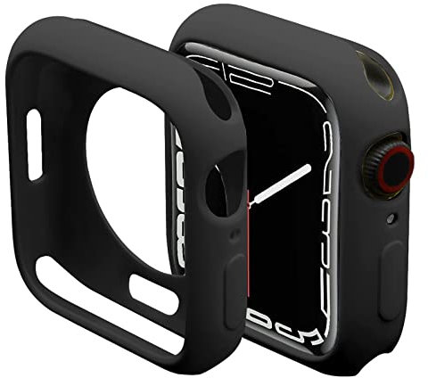 Miimall Custodia per Apple Watch Serie 9/8/7 45mm, Case Protettiva in TPU, Custodia Sottile Antiurto Senza Protettore Dello Schermo, Cover con Cornice Morbida per Apple Watch 45mm Serie 9/8/7, Nero