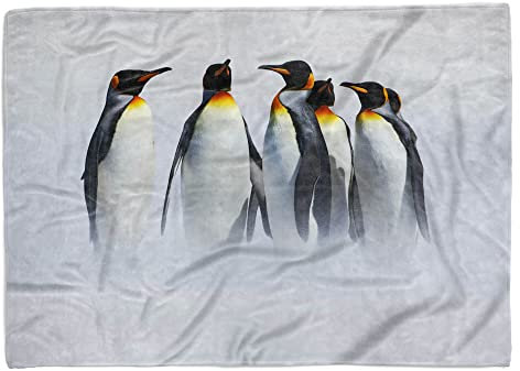 Eau Zone Handtuch Strandhandtuch Saunatuch Kuscheldecke mit Tiermotiv Pinguine Kaiserpin Größe 140 x 70 cm