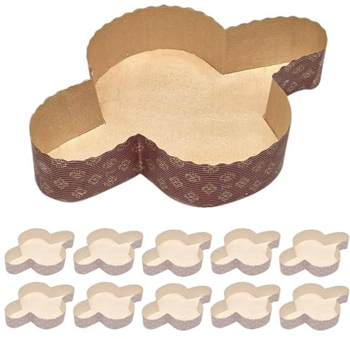 FAH Backform für Osterkuchen Colomba 1 Kg - 10 Förmchen/Papierförmchen aus reiner Zellulose, mikrowellengeeignet, ideal für den Backofen, Einweg in hoher Dichte, hitzebeständig bis 200°C