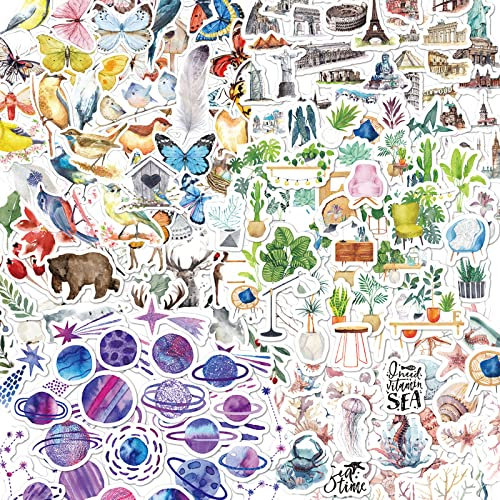 240 Stk Scrapbooking Sticker Set Vintage Aufkleber, 6 Aufkleber zum Thema Natur mit Scrapbook-Aufklebern von Pflanzen, Tieren, Planeten und mehr für Sammelalbum, Basteln, Aufzählungszeichen, Laptops