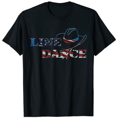 Line Dance Cowboy Hut USA Flag T-Shirt