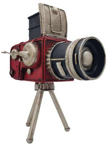 PARSAHO Vintage Stativ Kamera Modell Metall Skulptur Dekor Kino Fotografie Zubehör Stifthalter Dekorative Figur Home Desktop Dekoration Nostalgisches Geschenk 9.4'' High…