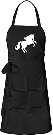 huuraa Schürze Einhorn Silhouette Geschenk Kochschürze Schwarz Baumwolle Einhorn Geschenkidee