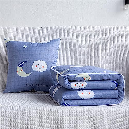 Surwin Reisedecke Kissen Decke 2 in 1, Flugzeug Auto Steppdecke, Mikrofaser Decke Verwandlungskissen mit Reißverschluss, Multifunktionale Zierkissen Wohndecke Sofakissen (100x150cm,Die Wolken)