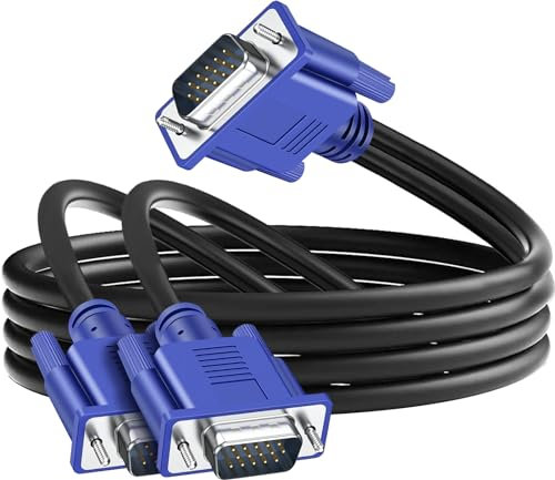 SAISN VGA Splitter Cable for 2 Monitors - Dual Monitor Y Adapter Video Cord - 1080P Male to 2 Male Cable - Screen Duplication for Projectors, HDTVs, Displays - 1M
