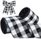 TONIFUL Black and White Plaid Check Wired Ribbon,6cm x 6yds,2pcs Wired Ribbon for Christmas Party Decoration, Bow Making, Hair Accessories and Handmade Crafts Gifts Wrapping