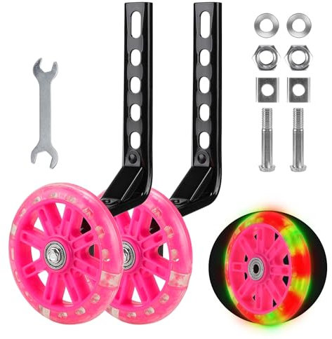 SWAWIS Roulette Velo Enfant, Rose Stabilisateur Velo Enfant, Roues Stabilisatrices, Vélo Roue Auxiliaire pour Vélos 12 14 16 18 20 Pouces