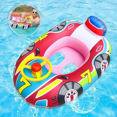 Flotador Bebe 6 Meses a 36 Meses, Anillo de Natación Bebe con Volante, Flotador Inflable para Bebé, Flotador de Piscina para Bebés, Flotador Hinchable (Rosa)