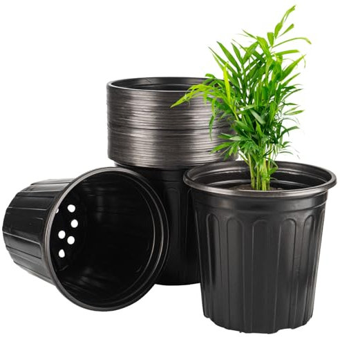 Stormshopping 30 PCS 20cm Plastic Plant Pots, Flexible Plant Nursery Seed Starting Pots Outdoor & Indoor, Round Plastic Seedling Flower Pots for Garden Nursery Flower Herb Flower Planters, Black