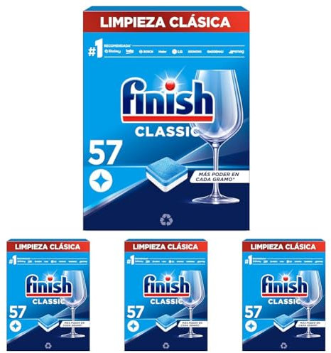 Finish Classic - Pastillas para el Lavavajillas, limpieza clásica, 57 pastillas (Paquete de 4)