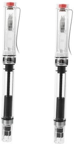 NUOBESTY 2 Stück 1,0mm Kalligrafie Füllfederhalter Transparent Mit Gebogenem Federspitze Tragbarer Tintenabsorber Füllhalter Für Kalligrafieübungen Und Business