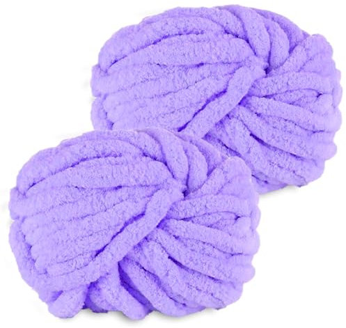 YushengTai Dicke Wolle, 2 Stück 500g Lila Chunky Wolle, Dicke Wolle zum Häkeln Kann zum Stricken von Kissen, Decken, Schals und Mützen Sowie Haustierbetten Verwendet Werden