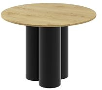 Design Esstisch rund HRE-111 Eiche Natur/Schwarz Hochglanz 100 x 75 cm runder Esszimmertisch Küchentisch rund Funktionstisch Round Kitchen Table Esszimmer Dining Table Rundtisch