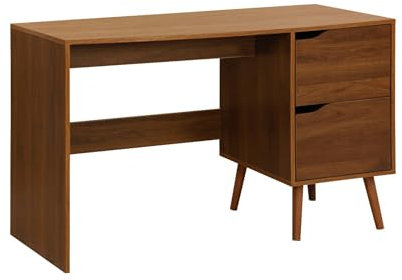 sweeek - Escritorio Efecto Nogal de 2 cajones, Nepal, Decoración en Madera de Nogal, 120x48x75 cm