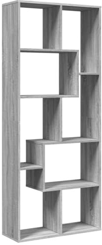 vidaXL Raumteiler-Bücherregal Grau Sonoma 67x25x161,5 cm Holzwerkstoff